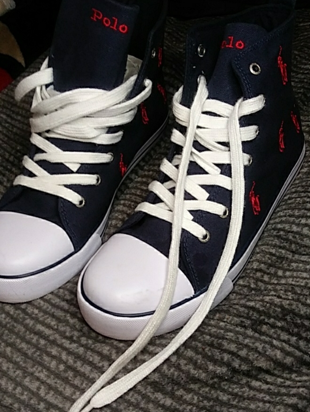 Polo Ralph Lauren Navy High-Top Sneakers with Red Pony